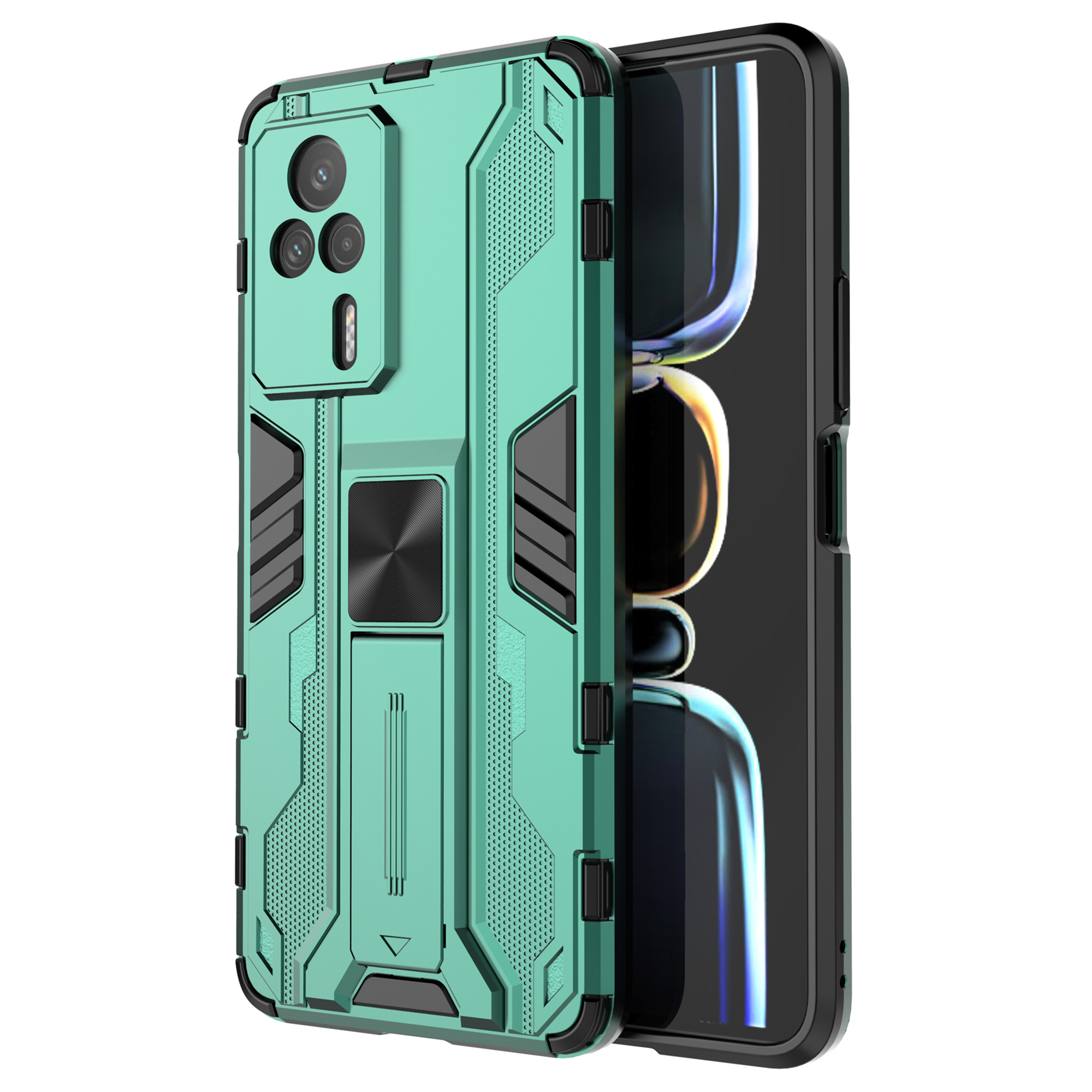 

Für Xiaomi Redmi K60E 5G Hard PC Soft TPU Drop Protection Phone Hülle Kickstand Stoßdämpfer Schutzschutzabdeckung - Grün, Xiaomi Redmi K60E 5G