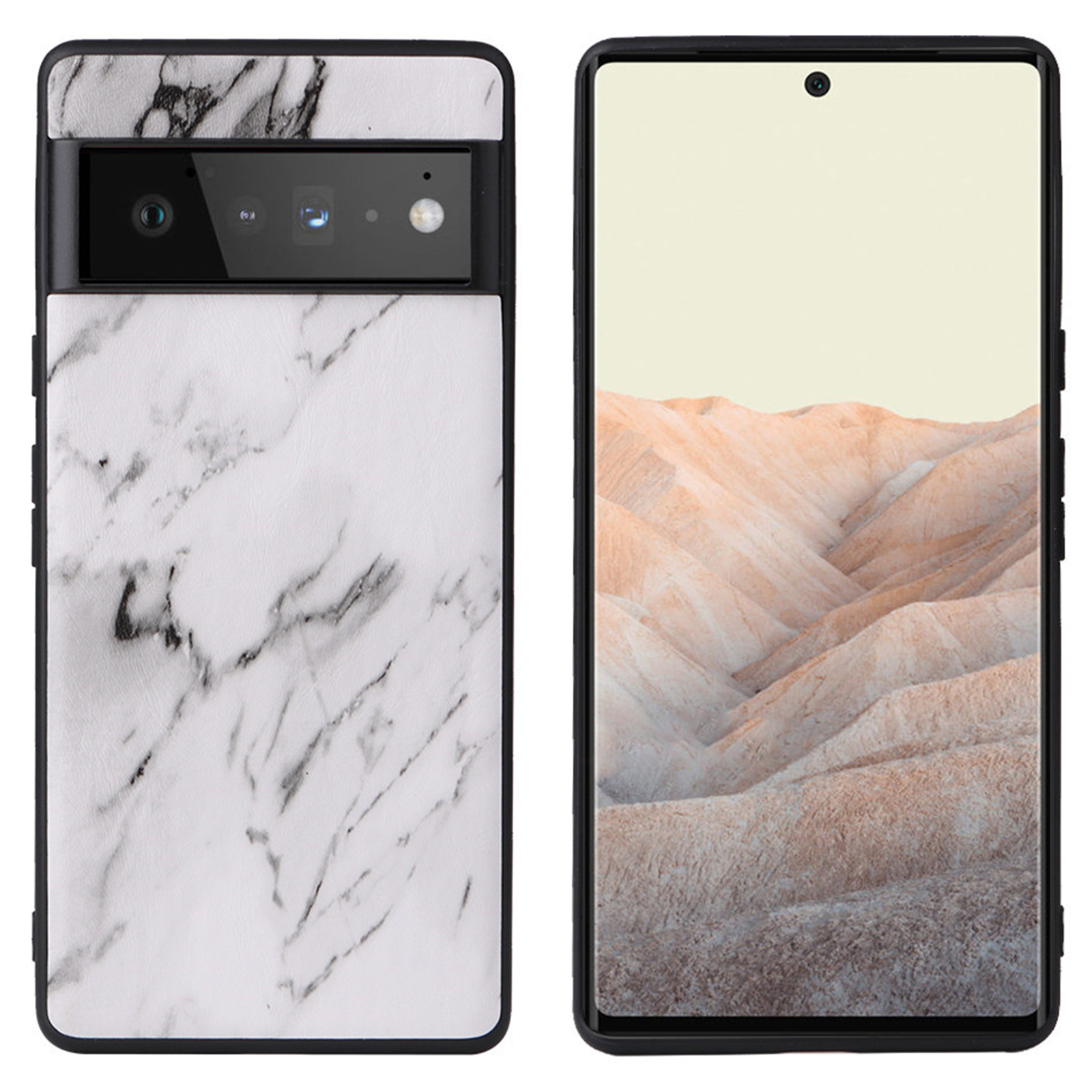 

Für Google Pixel 7 Pro 5G Anti-kratzer-telefonhülle Strukturierte Pu-leder-beschichtete TPU + PC Hybrid-abdeckung - Marmorstruktur, Google Pixel 7 Pro 5G