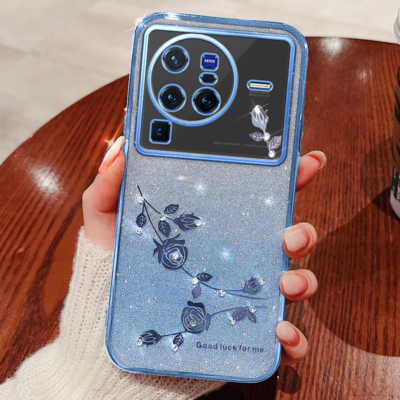 

Für Vivo X80 Pro 5G Gradienten Glitter Pulver TPU Schutzdeckel Stilvoll - Blau, vivo X80 Pro 5G