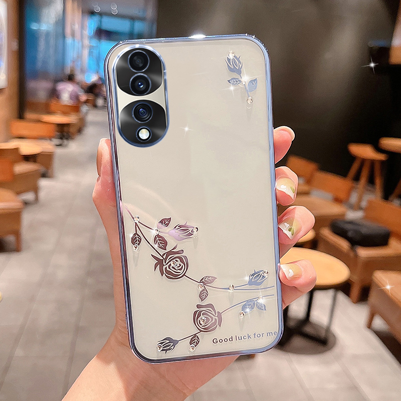 

Für Honour 70 Pro 5G Elektroplatten Strassdekorblumblüte Muster Soft TPU Telefonabdeckung Anti-kratzer-smartphone-hülle - Blau, Honor 70 Pro 5G