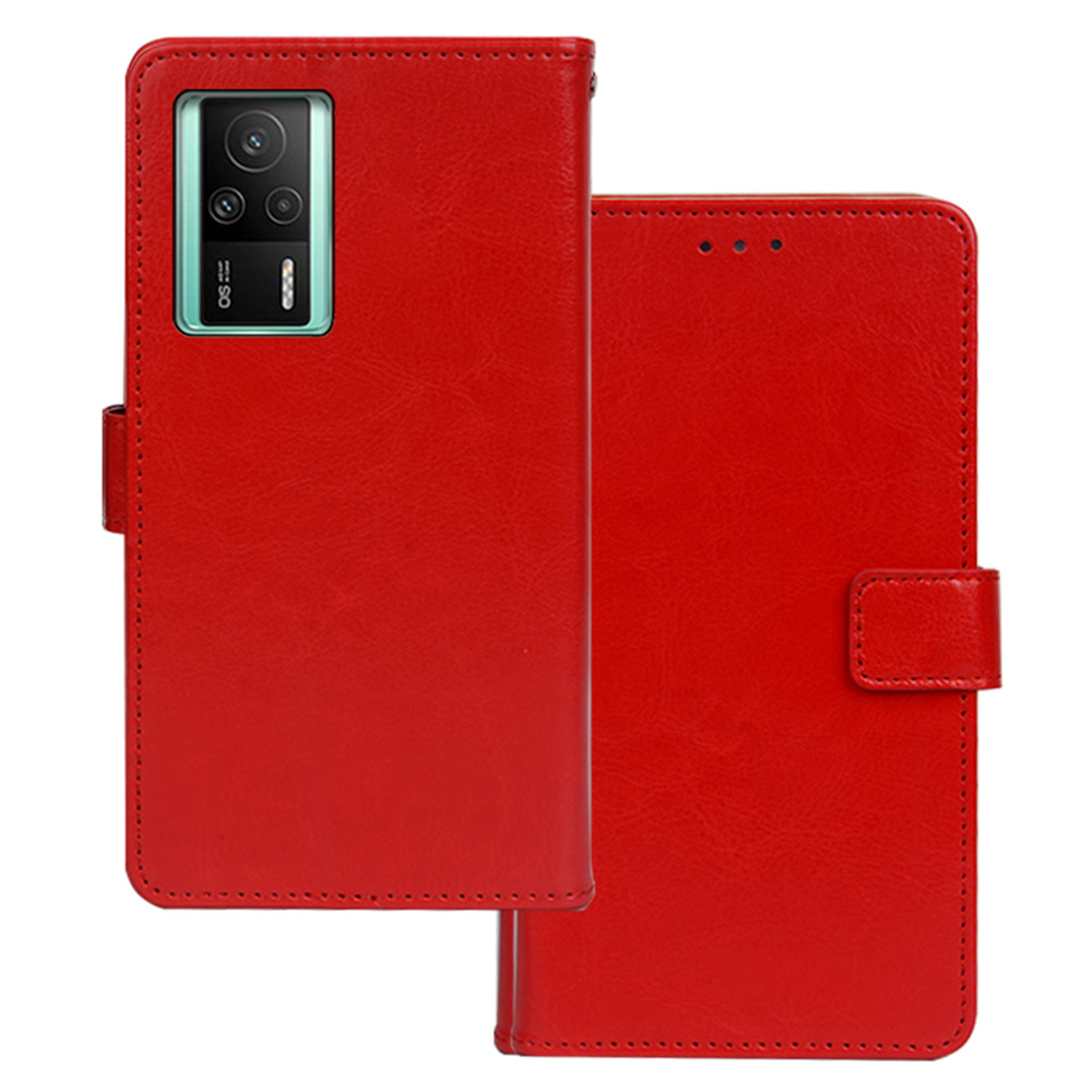 

Idewei Verrückter Pferdestrukturhülle Für Xiaomi Redmi K60E 5G, Magnetverschluss Brieftasche PU Leder Telefonschale - Rot, Xiaomi Redmi K60E 5G