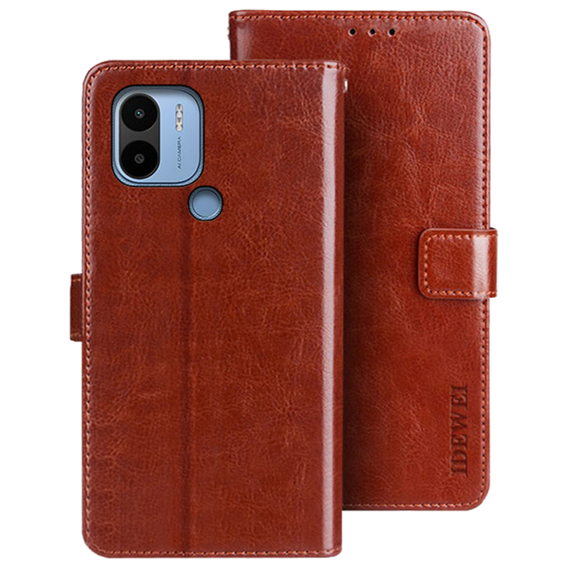 

Idewei Für Xiaomi Poco C50 4g pu Leder Flip Phone Deckung Schutzhülle Viewing Ständer Crazy Horse Textur Wallet Shell Shell - Braun, Xiaomi Poco C50 4G
