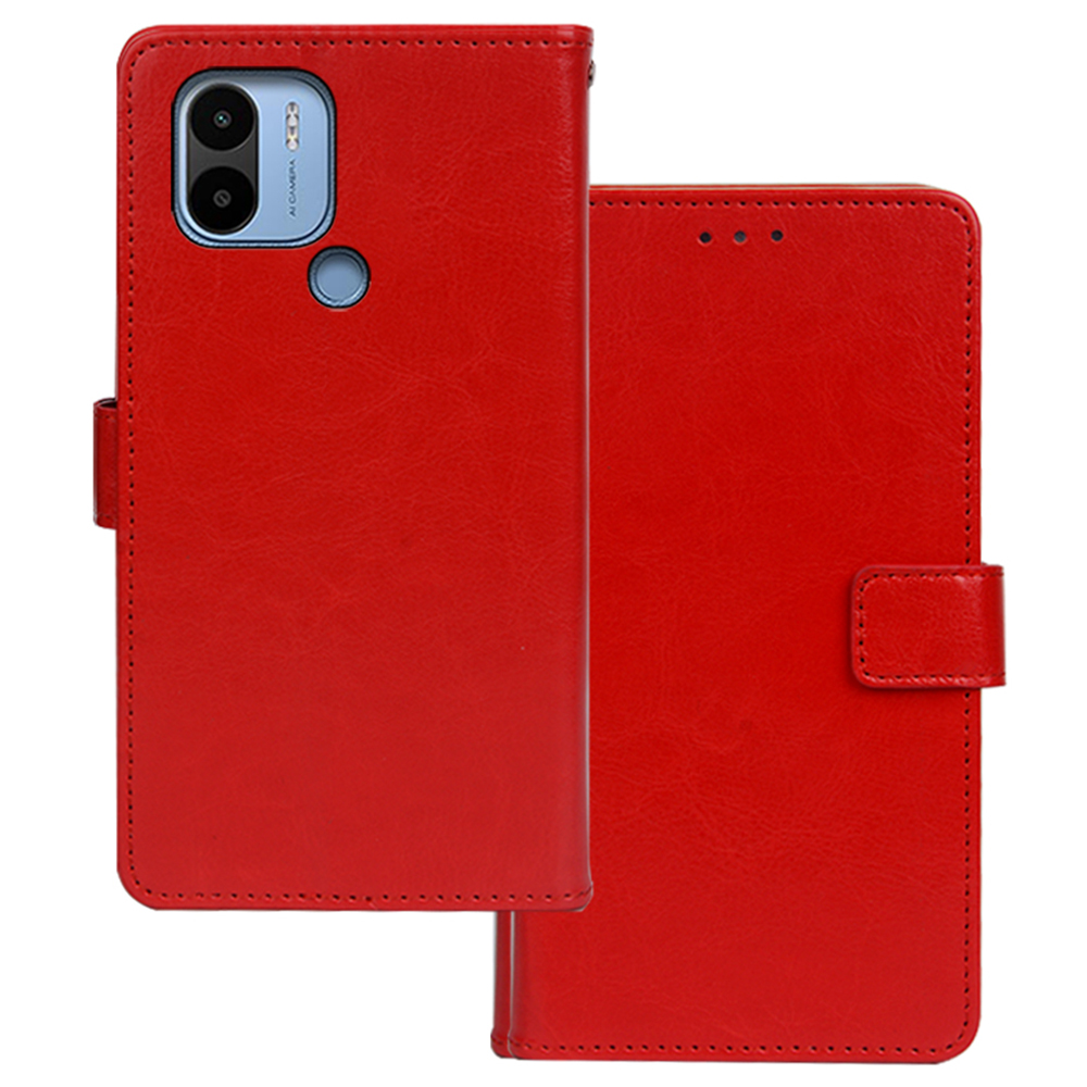 

Idewei Für Xiaomi Poco C50 4g Magnetische Verschluss Brieftaschenhülle Crazy Horse Textur Verstellbare Ständer PU Leder Flip Shell - Rot, Xiaomi Poco C50 4G