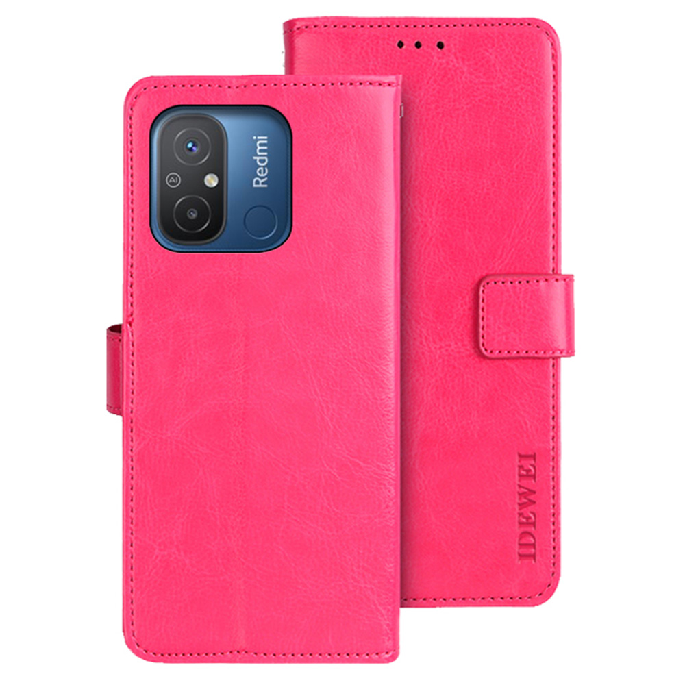

Idewei Flip Anti-drop-telefonabdeckung Für Xiaomi Redmi 12c 4G, Verrückte Pferdestruktur PU Leder Flip Wallet With Mit Ständer - Rose, Xiaomi Redmi 12C 4G