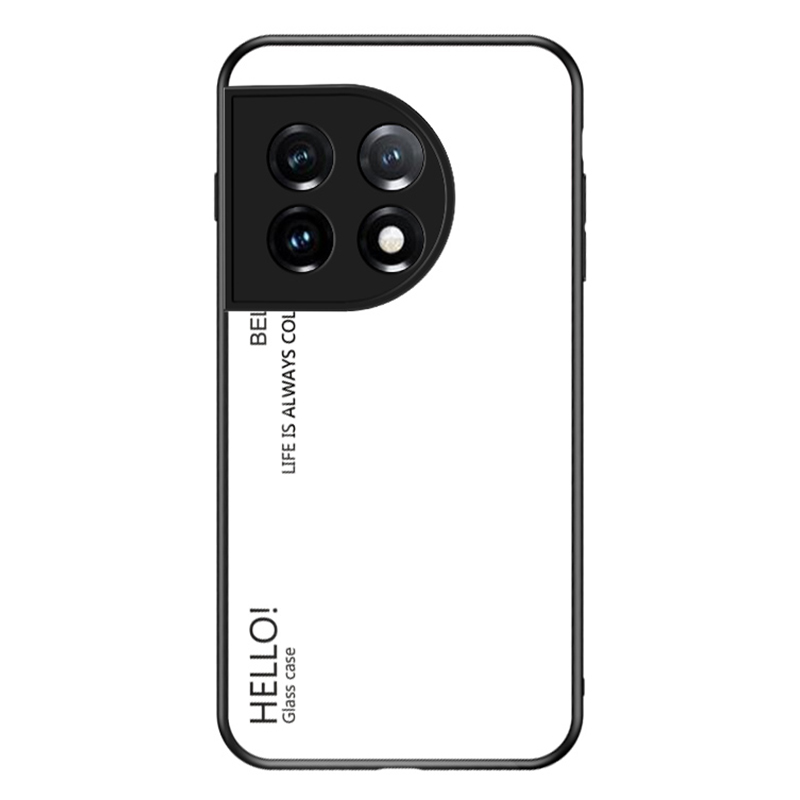 

Für OnePlus 11 5G Gradientenfarbe Phone Hülle Anti-kratzer Temperierte Glas + PC Back TPU Rahmen Hybridabdeckung - Weiß, OnePlus 11 5G