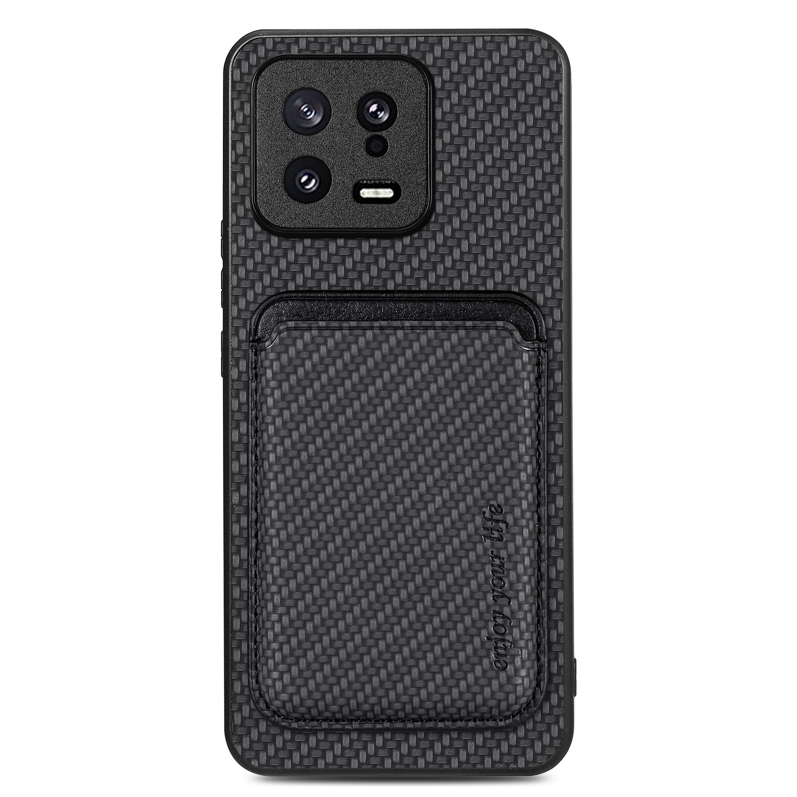 

Abnehmbare Kartenhalter-fall Für Xiaomi 13 5G, Kohlefaser-textur Anti-kratzer-mobiltelefonabdeckung - Schwarz, Xiaomi 13