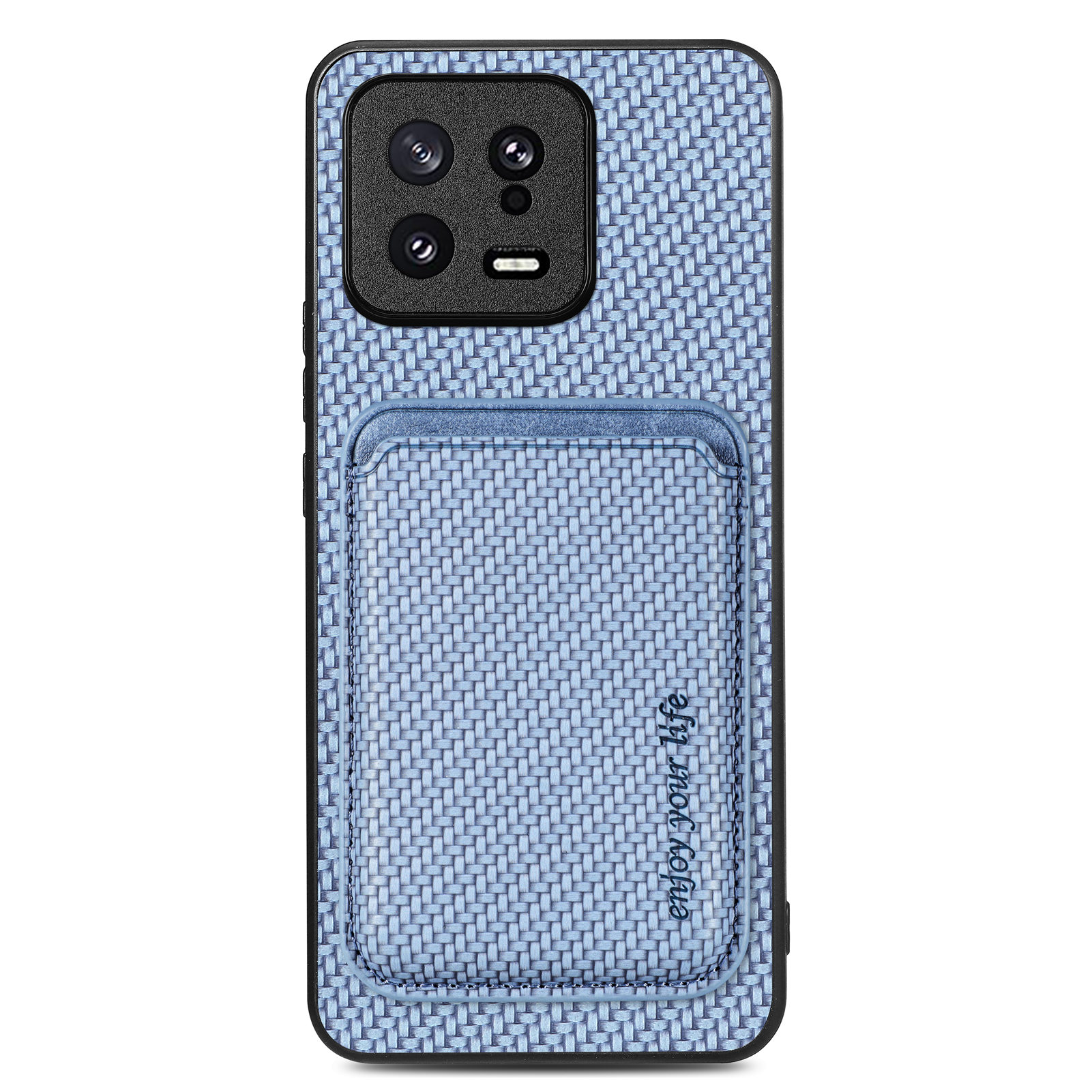 

Abnehmbare Kartenhalter-fall Für Xiaomi 13 5G, Kohlefaser-textur Anti-kratzer-mobiltelefonabdeckung - Blau, Xiaomi 13