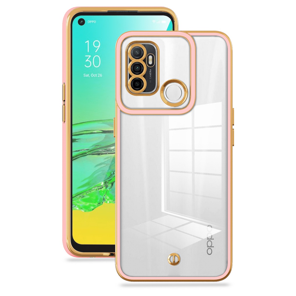 

Für Oppo A53s 4G / A53 (2020) Transparente Tpu-anti-drop-rückdeckdecke Stylish Electroplated Mobile Hülle - Rosa, Oppo A53s 4G
