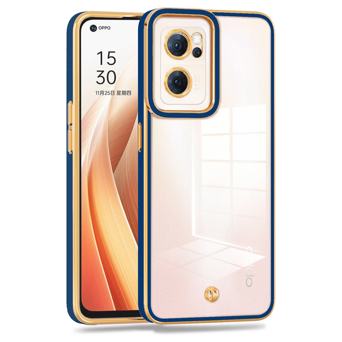 

Für Oppo Reno7 5G (global) Transparent Weiche Tpu-schutzabdeckung Elektroplatiertes Drop-proof-rückenfall - Blau, Oppo Reno7 5G (Global)