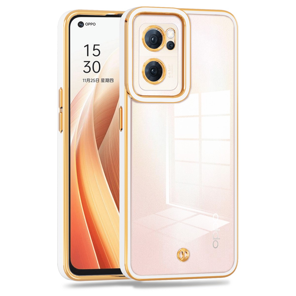 

Für Oppo Reno7 5G (global) Transparent Weiche Tpu-schutzabdeckung Elektroplatiertes Drop-proof-rückenfall - Weiss, Oppo Reno7 5G (Global)