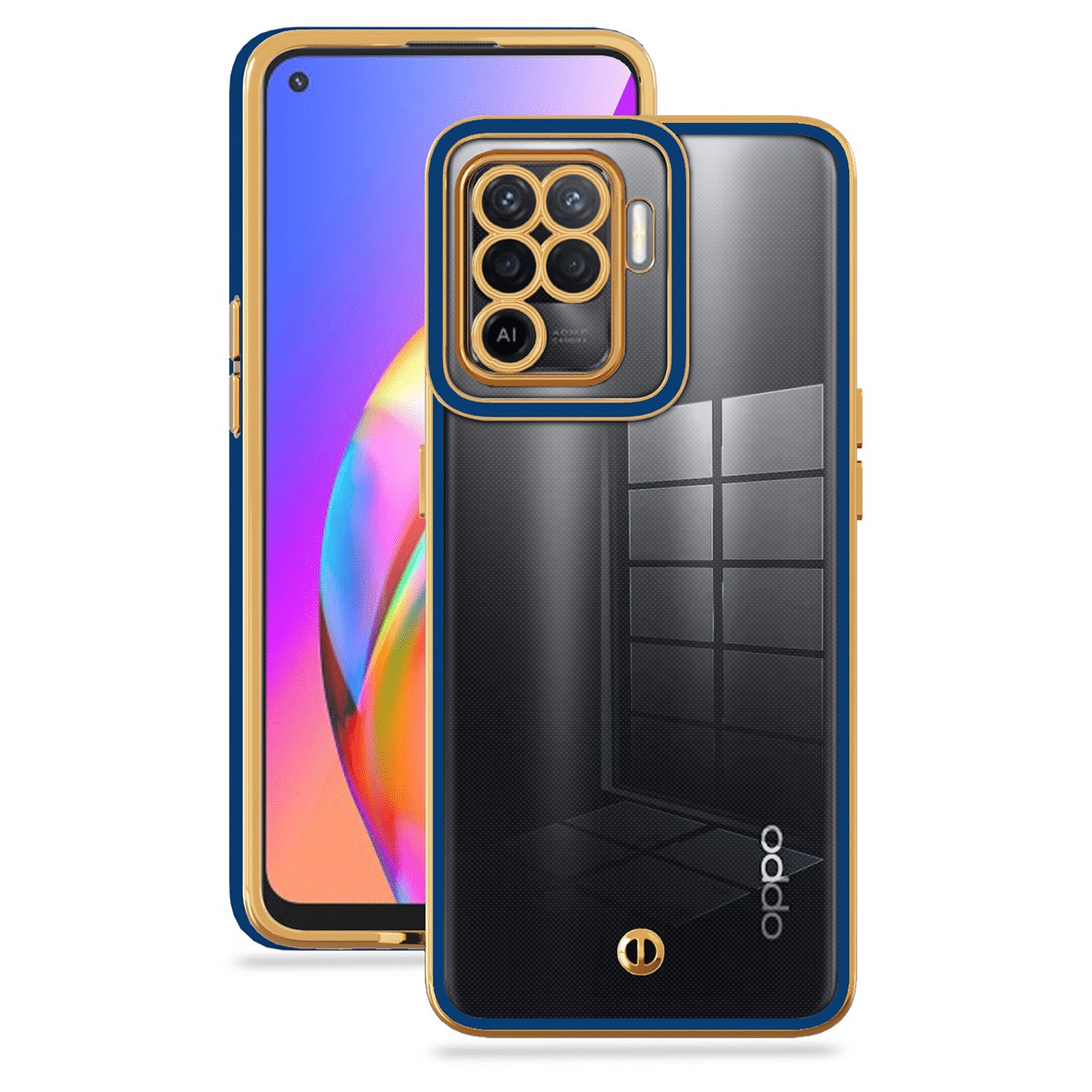 

Für Oppo A94 / F19 Pro Transparent Flexible TPU Anti-scratch-abdeckung Elektropliertes Drop-proof-mobiltelefongehäuse - Blau, Oppo A94