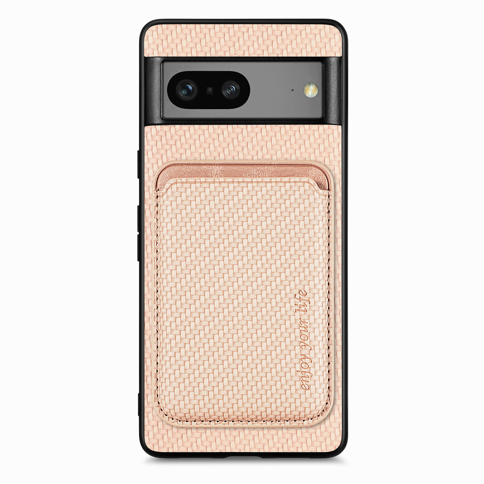 

Für Google Pixel 7a 5G Carbonfaser Textur Drop-proof-hülle Abtrennbare Magnetkartenhalter PC + TPU + PU Lederschutzabdeckung - Khaki, Google Pixel 7a
