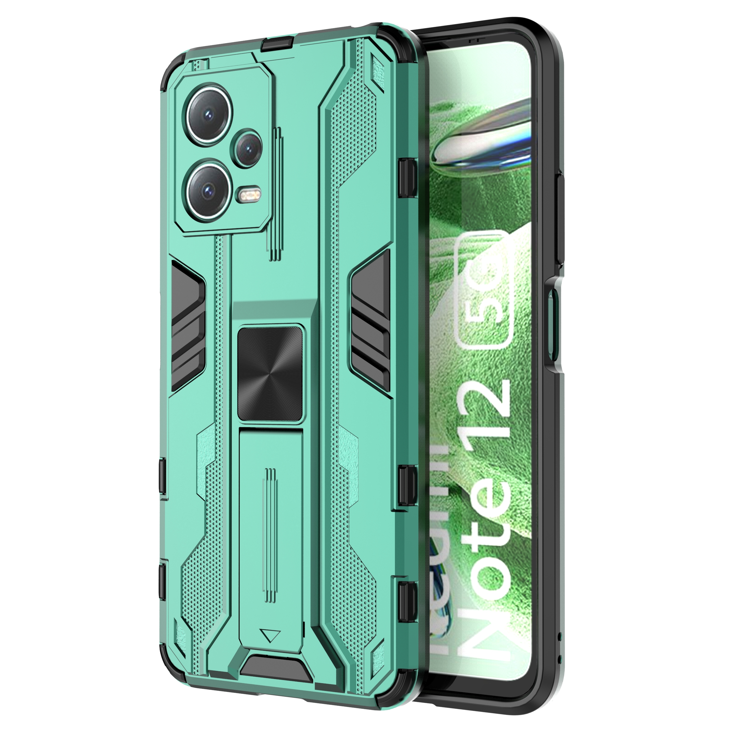 

Anti-fall-telefonabdeckung Für Xiaomi Redmi Note 12 5G (indien) / Poco X5 5g, Hard PC Soft TPU Protective Phone Case Kickstand - Grün, Xiaomi Redmi Note 12 5G (India)