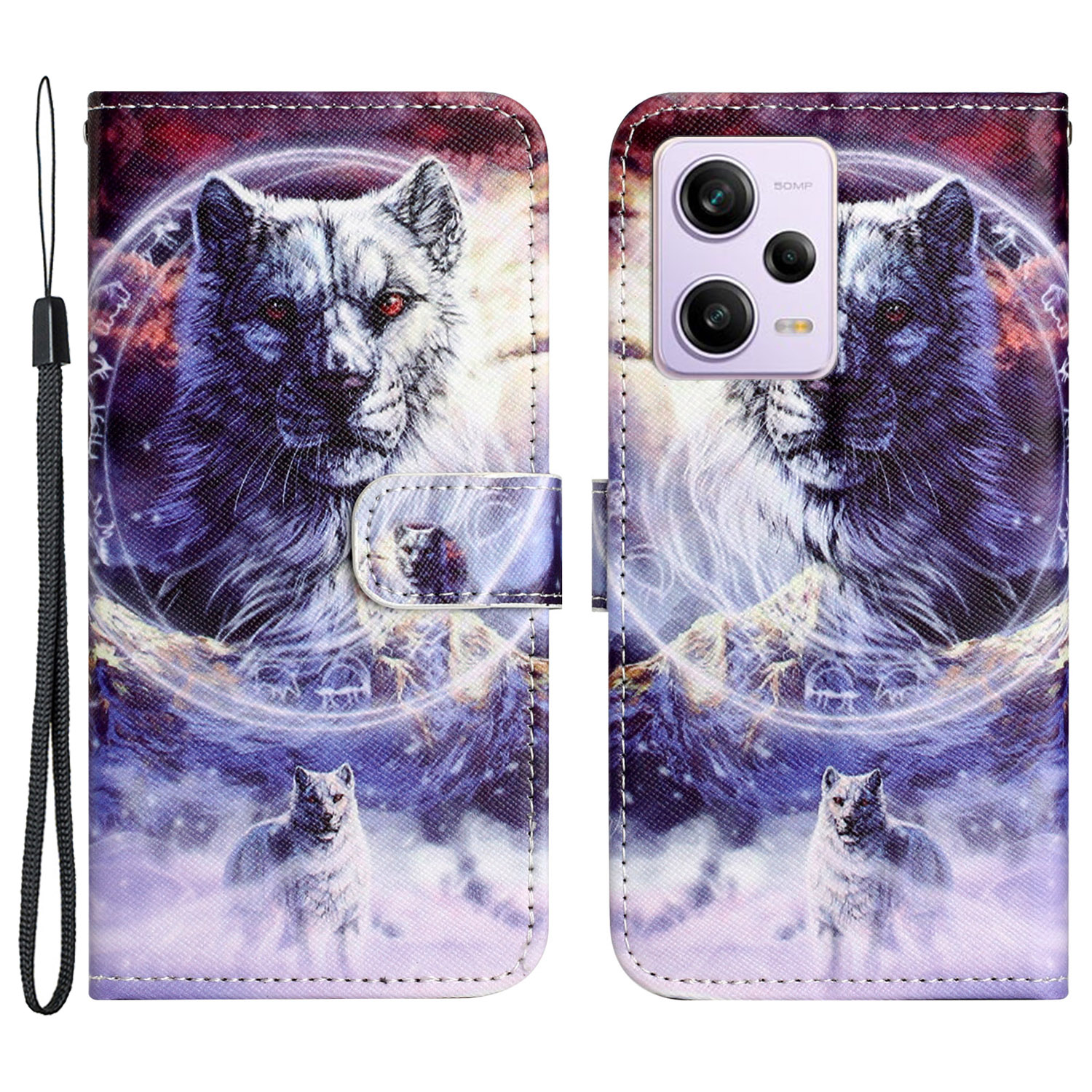 

Für Xiaomi Redmi Note 12 5g / Anmerkung 12 5G (China) / Poco X5 5G PU Leder Flip Wallet Telefon Hülle 3D Muster Design Stand Telefonabdeckung - Schneewolf, Xiaomi Redmi Note 12 5G (India)