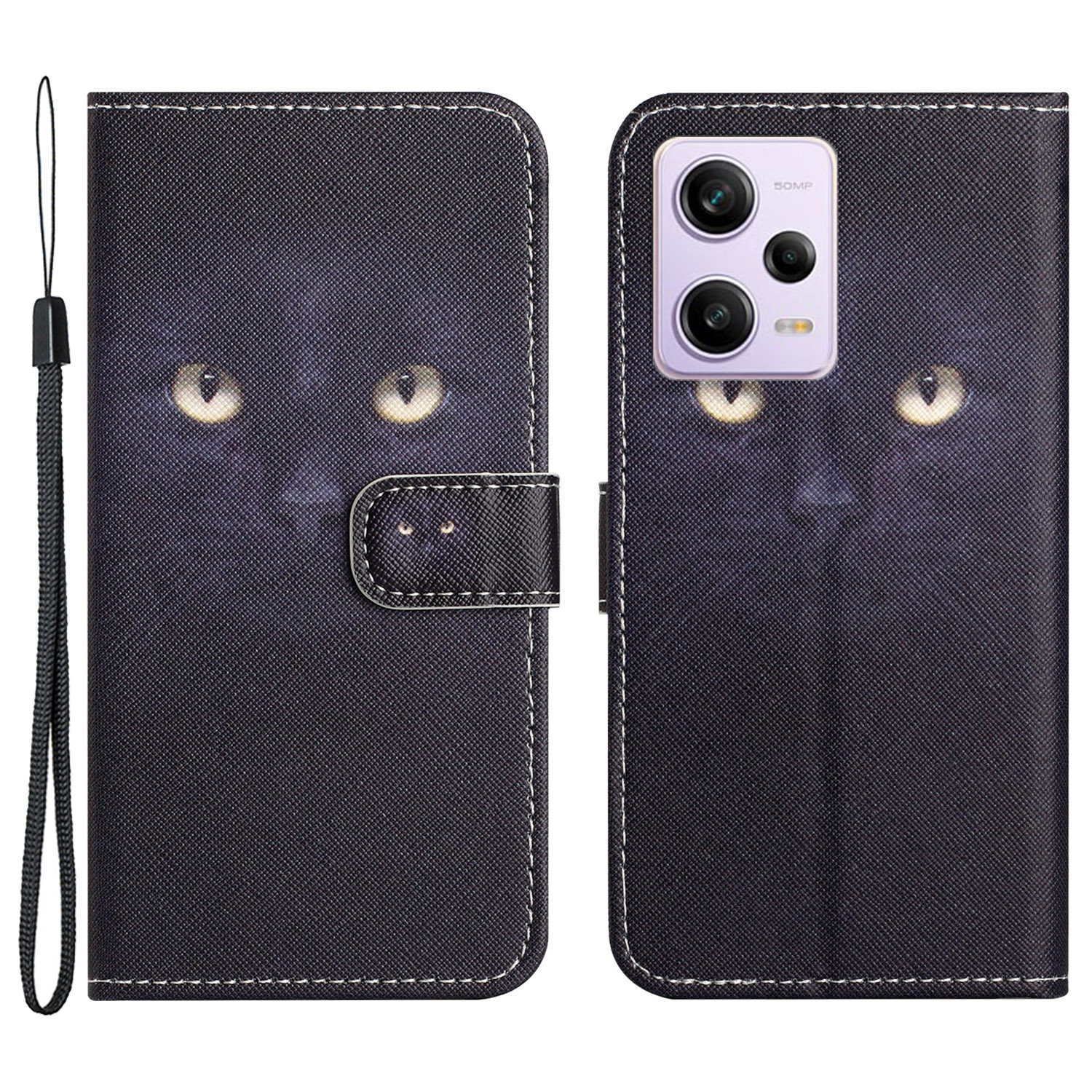 

PU Leder Flip Phone Hülle Für Xiaomi Redmi Note 12 Pro 5g, 3D -musterdruckdesign -brieftasche Mit Riemen - Katzenauge, Xiaomi Redmi Note 12 Pro 5G