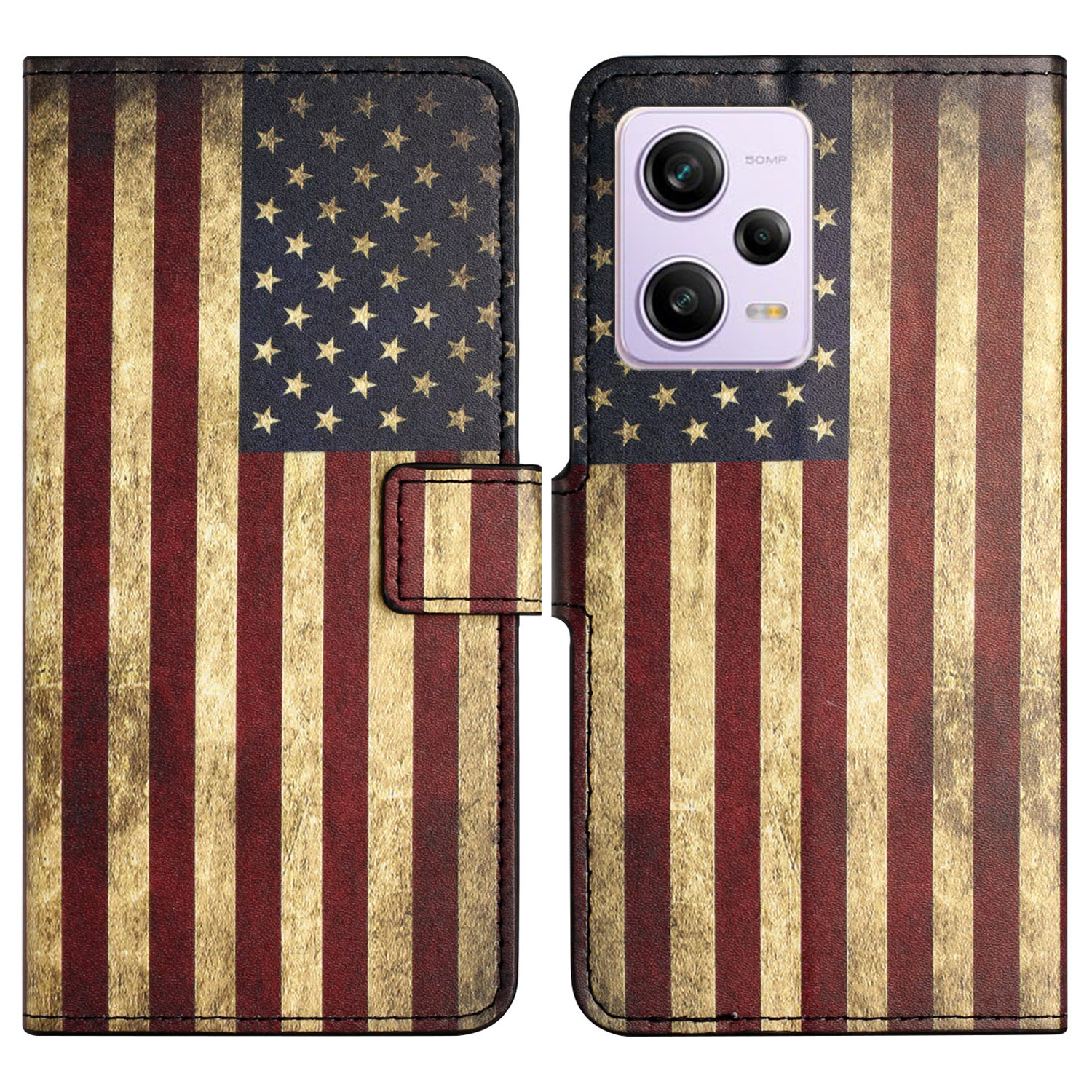 

Brieftasche Telefonhülle Für Xiaomi Redmi Note 12 Pro 5G, Musterdruck PU Lederständer Cover - Die Amerikanische Flagge, Xiaomi Redmi Note 12 Pro 5G
