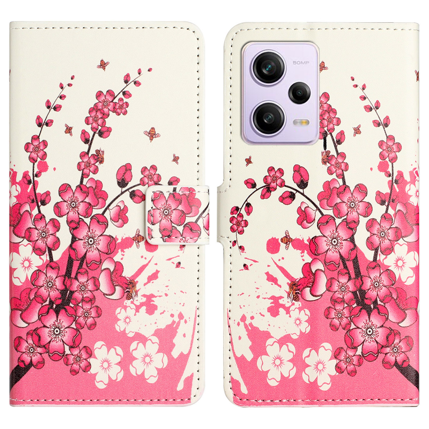 

Brieftasche Telefonhülle Für Xiaomi Redmi Note 12 Pro 5G, Musterdruck PU Lederständer Cover - Pflaumenblüte, Xiaomi Redmi Note 12 Pro 5G