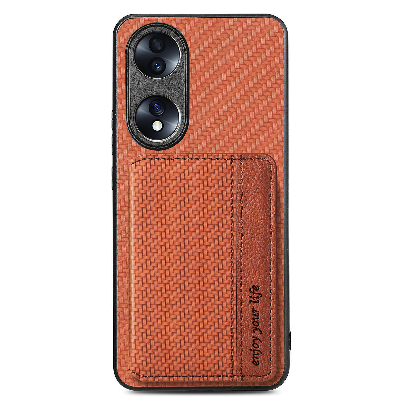 

Schutzhülle Für Honor 70 5G, Kohlefaser -textur Magnetische Telefonabdeckung Mit Brieftasche Stand - Braun, Honor 70 5G