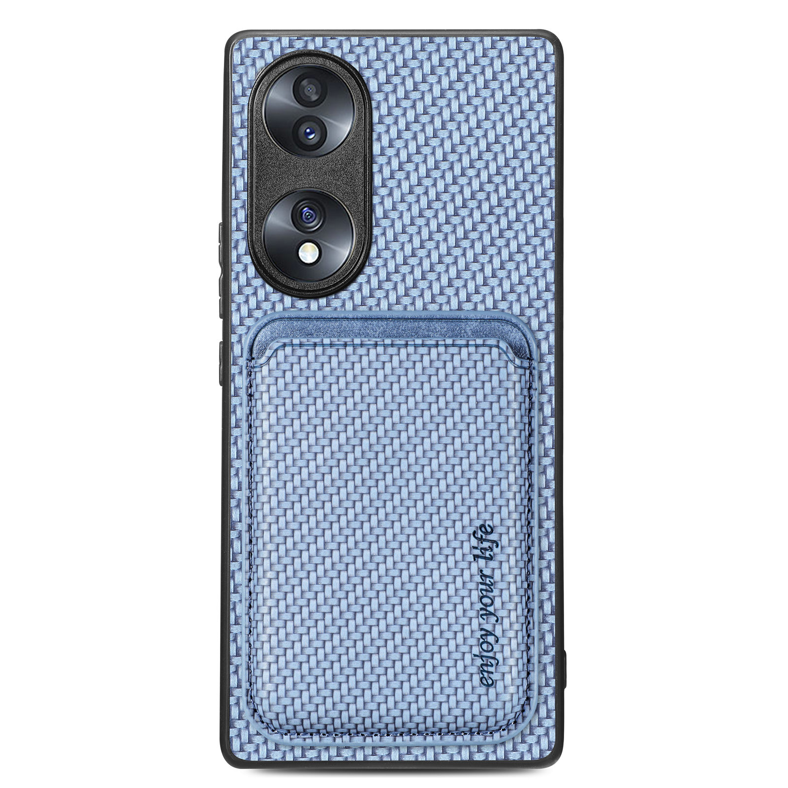 

Anti-drop-telefonkoffer Für Ehren 70 5G, Abnehmbarer Magnetkartenhalter Kohlefaser Textur Mobiltelefonabdeckung - Blau, Honor 70 5G