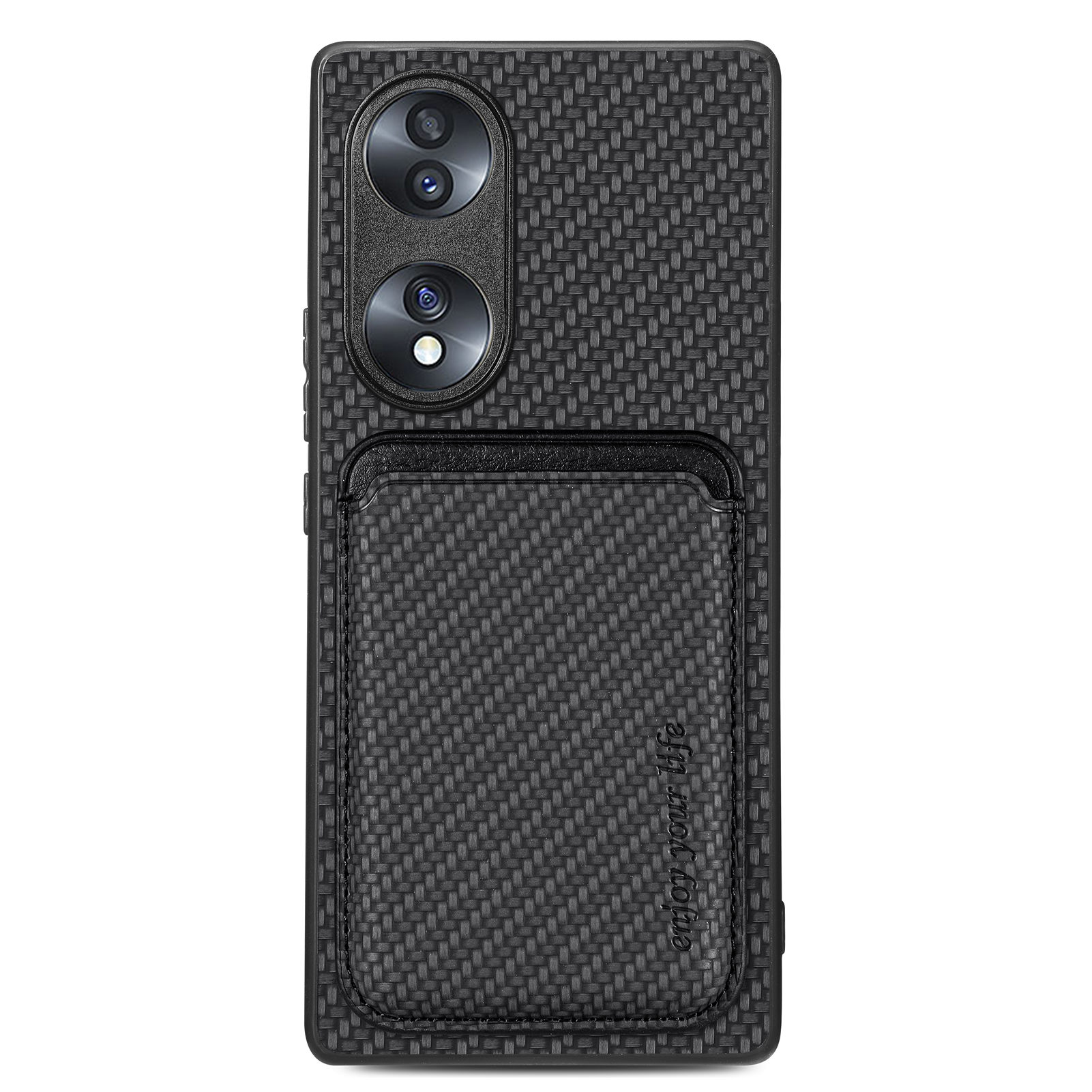 

Anti-drop-telefonkoffer Für Ehren 70 5G, Abnehmbarer Magnetkartenhalter Kohlefaser Textur Mobiltelefonabdeckung - Schwarz, Honor 70 5G