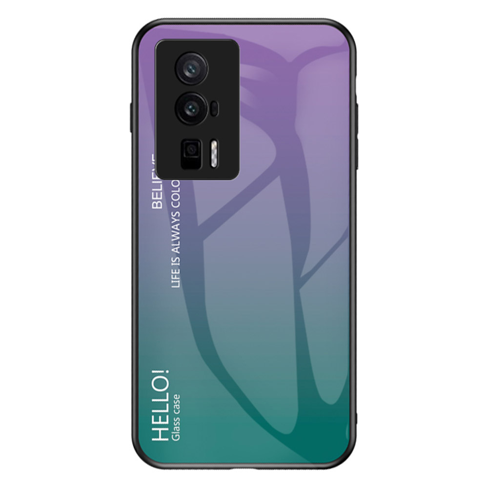 

Telefonkoffer Für Xiaomi Redmi K60 5G / K60 Pro 5G, Gradientenfarbe Temperiertes Glas + PC + TPU -mobiltelefonabdeckung - Gradientenviolett, Xiaomi Redmi K60 5G