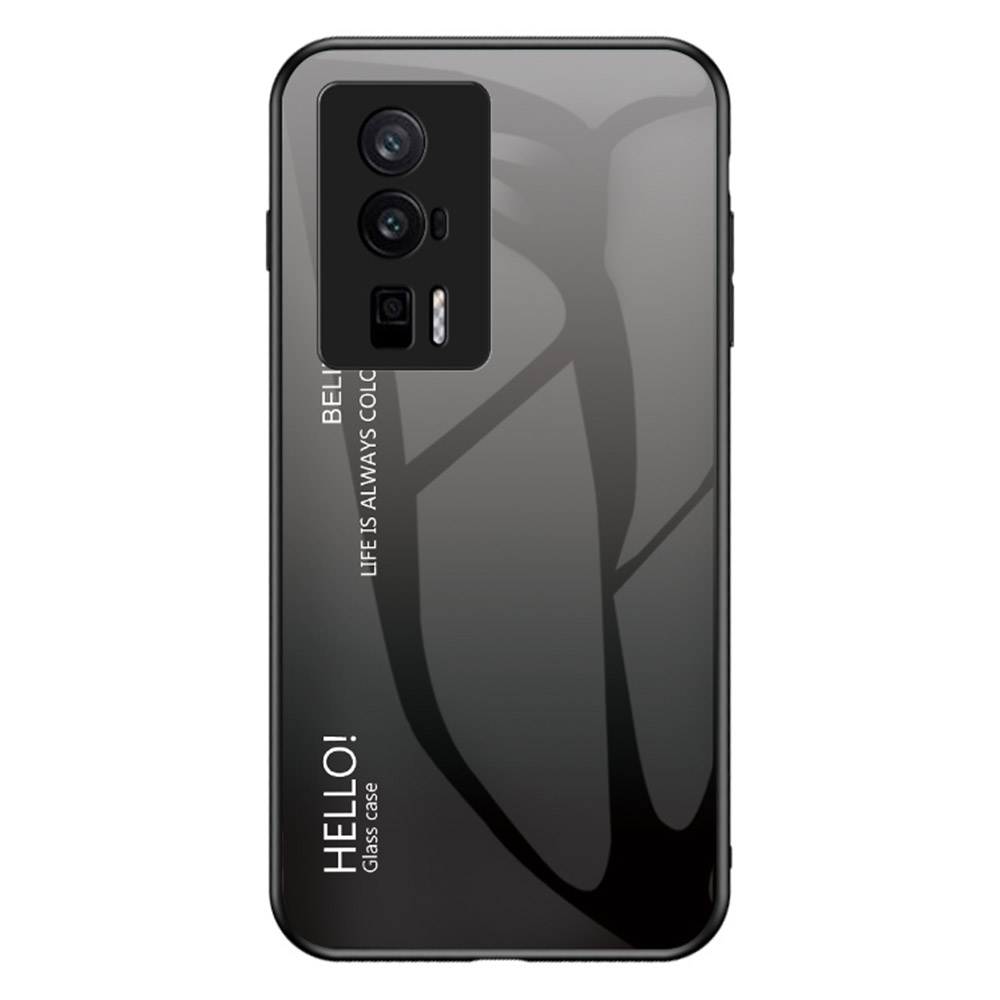 

Telefonkoffer Für Xiaomi Redmi K60 5G / K60 Pro 5G, Gradientenfarbe Temperiertes Glas + PC + TPU -mobiltelefonabdeckung - Gradientenschwarzgrau, Xiaomi Redmi K60 5G