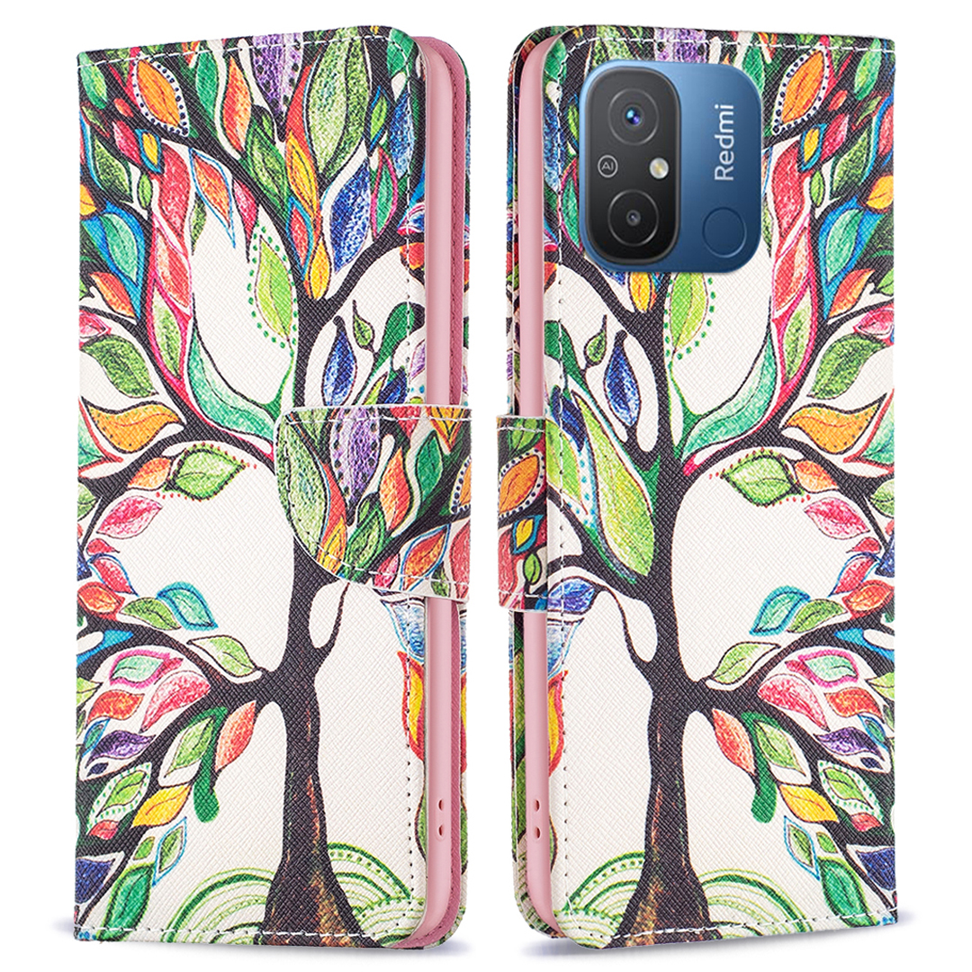 

Für Xiaomi Redmi 12C 4G PU Leder Muster Druckphase Folio Magnetic Wallet Stand Telefonabdeckung - Lebensbaum, Xiaomi Redmi 12C 4G