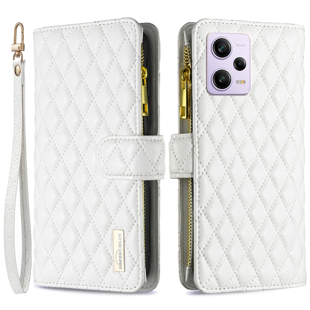 

Binfen Farbe BF Style-15 Für Xiaomi Redmi Note 12 Pro 5G PU Leder Hülle Ständer Reißverschluss Pocket Telefonabdeckung Mit Riemen - Weiss, Xiaomi Redmi Note 12 Pro 5G