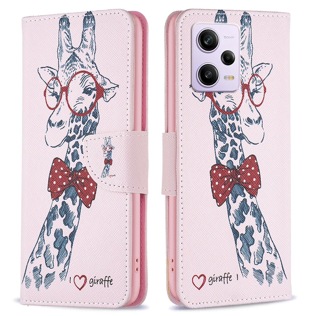 

Musterdruck PU Leder Flip Phone Hülle Für Xiaomi Redmi Note 12 Pro 5G, Brieftasche Ständer Anti-drop-schutzabdeckung - Giraffe, Xiaomi Redmi Note 12 Pro 5G