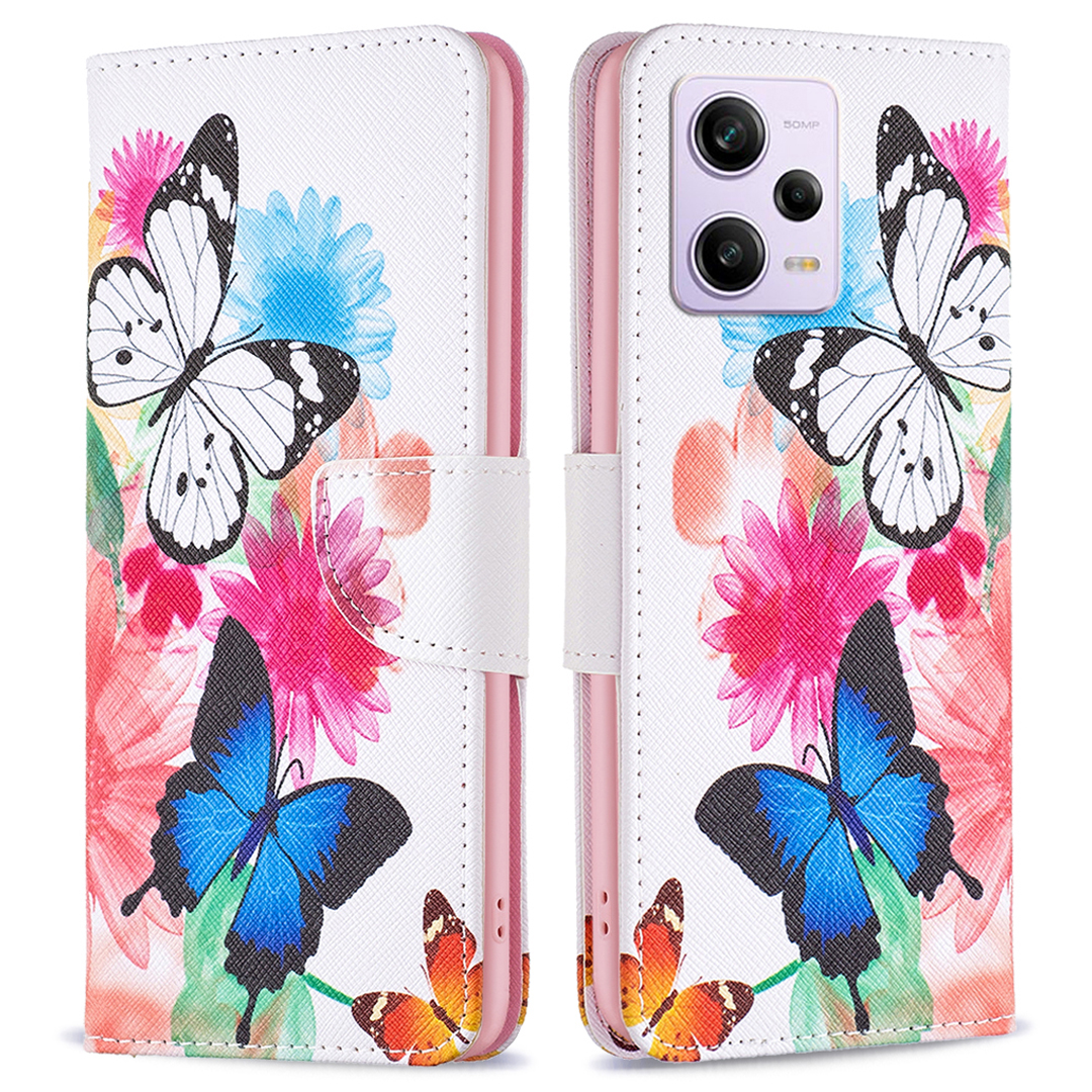 

Musterdruck PU Leder Flip Phone Hülle Für Xiaomi Redmi Note 12 Pro 5G, Brieftasche Ständer Anti-drop-schutzabdeckung - Zwei Schmetterlinge, Xiaomi Redmi Note 12 Pro 5G
