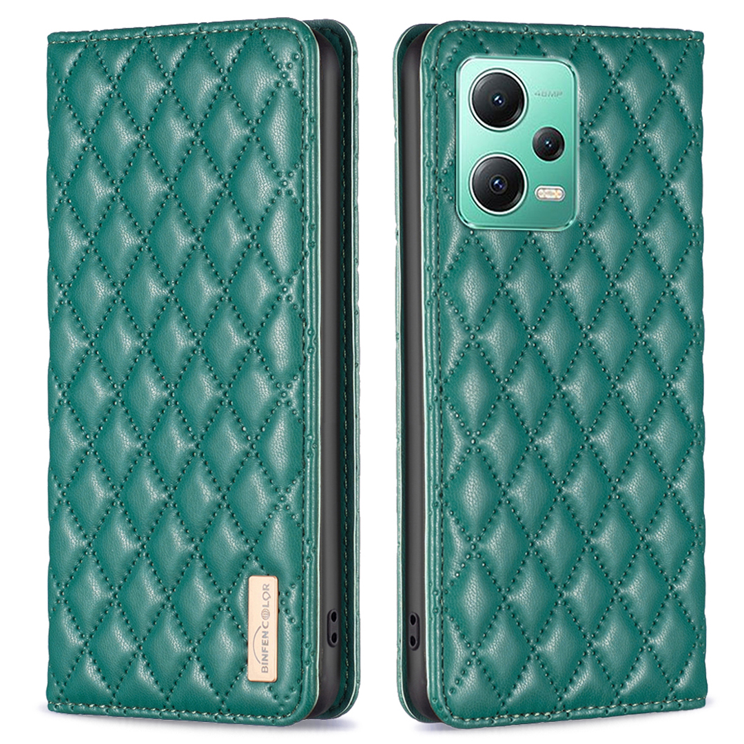 

Binfen Farbe BF Style-16 Telefonhülle Für Xiaomi Redmi Note 12 5G PU Lederstand Cover-kartenhalter Magnetische Schließung Telefonhülle - Grün, Xiaomi Redmi Note 12 5G (India)