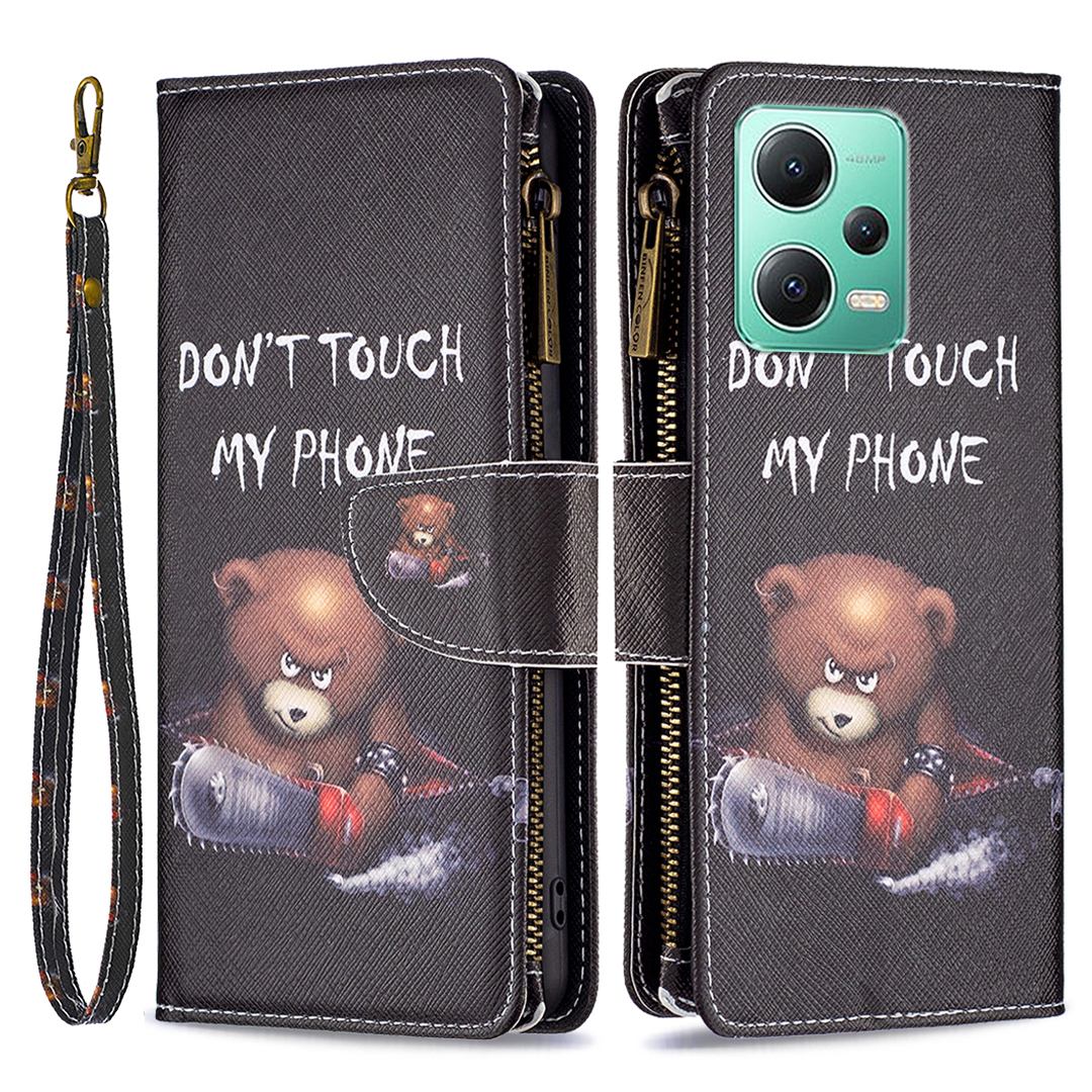 

PU Leder Telefonhülle Für Xiaomi Redmi Note 12 5G (China) / Anmerkung 12 5g / Poco X5 5G, BF03 Reißverschlussmuster Druckbrieftasche Mit Ständer - Tragen, Xiaomi Redmi Note 12 5G (China)