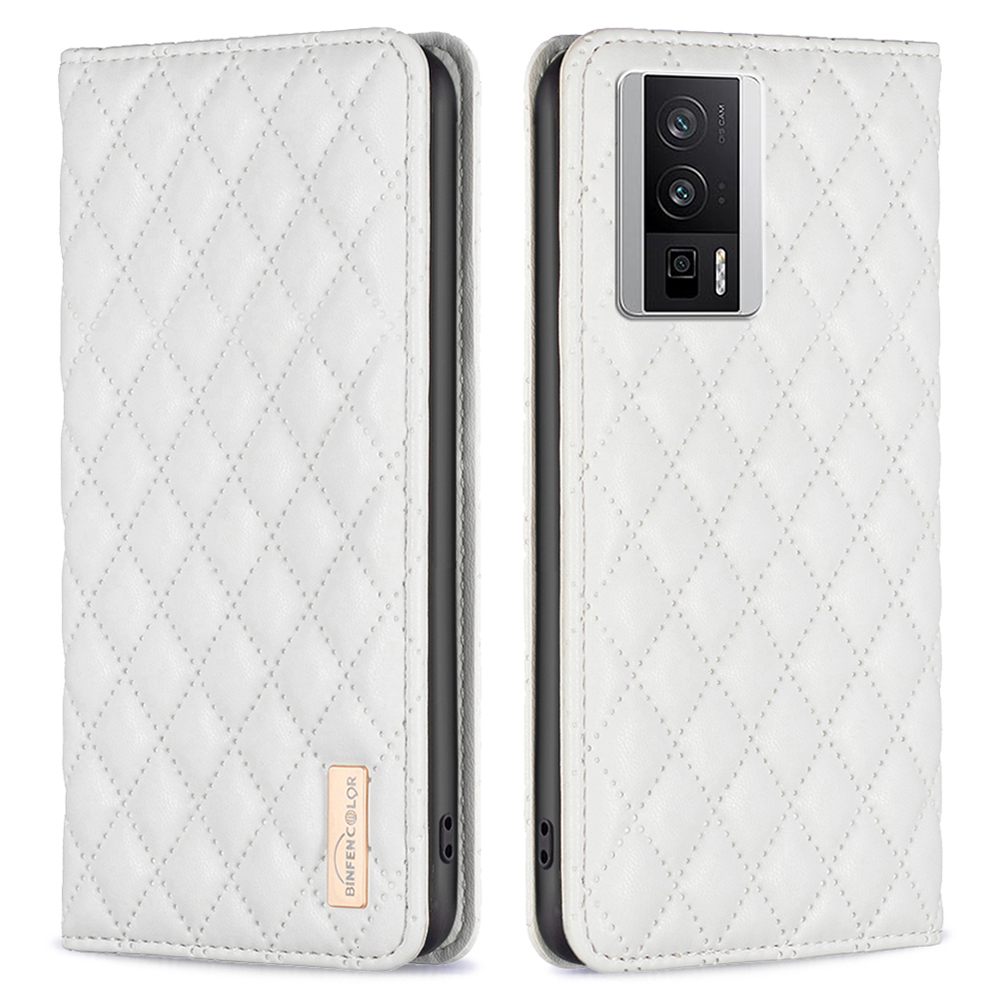 

Binfen Color BF Style-16 Für Xiaomi Redmi K60 5G / K60 Pro 5G Geprinktes Rhombus -kartenhalter PU Leder Hülle Telefonschutzabdeckung - Weiss, Xiaomi Redmi K60 5G