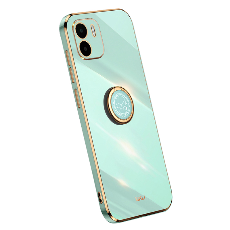 

Xinli Kickstand -telefonhülle Für Xiaomi Redmi A1 4G, Elektroplierendes Golden Edge TPU -telefonabdeckung Mit Ringhalter - Cyan, Xiaomi Redmi A2 4G