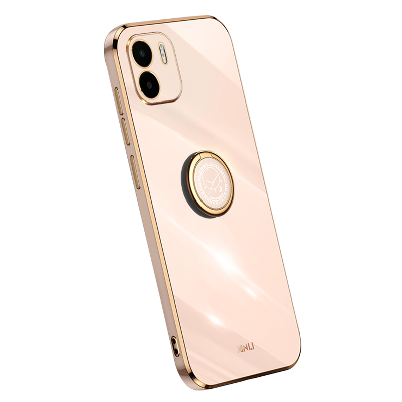

Xinli Kickstand -telefonhülle Für Xiaomi Redmi A1 4G, Elektroplierendes Golden Edge TPU -telefonabdeckung Mit Ringhalter - Rosa, Xiaomi Redmi A2 4G