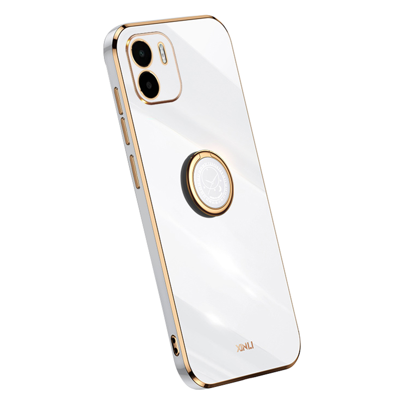 

Xinli Kickstand -telefonhülle Für Xiaomi Redmi A1 4G, Elektroplierendes Golden Edge TPU -telefonabdeckung Mit Ringhalter - Weiss, Xiaomi Redmi A2 4G