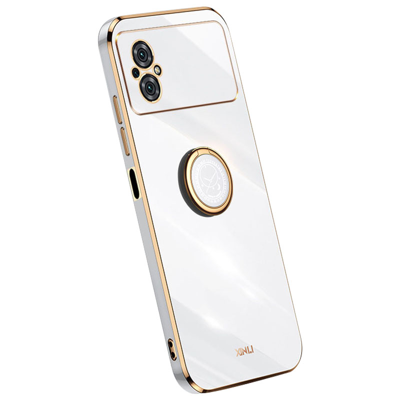 

Xinli Kickstand -telefonkoffer Für Xiaomi Poco M4 5G, Elektroplieren Weicher TPU -rückschutzabdeckung - Weiss, Xiaomi Poco M4 5G