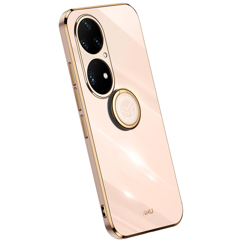 

Xinli Electroplating Frame TPU -telefonhülle Für Huawei P50 Pro 4G, Ring Kickstand Vollkameraschutzabdeckung - Rosa, Huawei P50 Pro 4G