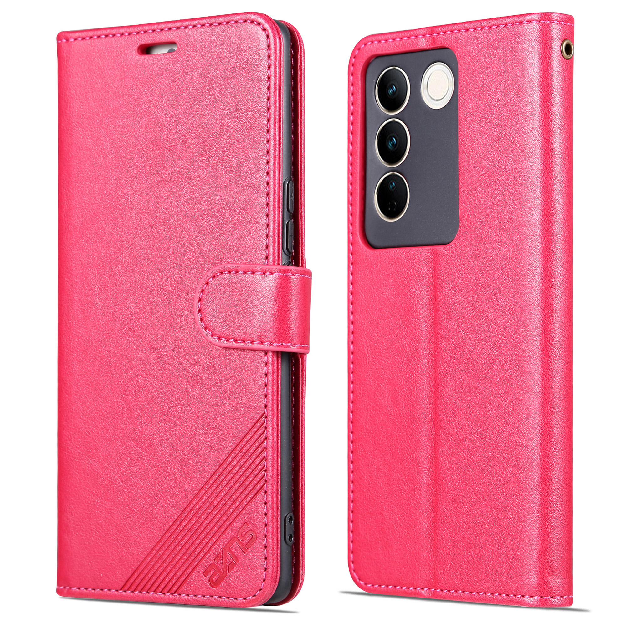 

AZNS Leder Brieftasche Hülle Für Vivo S16 / S16 Pro, Stand Anti-drop-handyabdeckung - Rot, vivo S16
