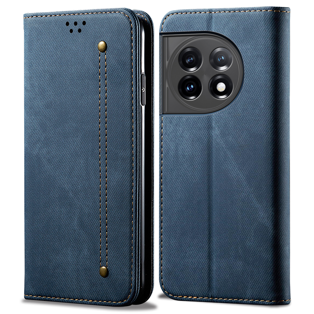 

Telefon Brieftasche Ledertasche Für OnePlus 11r 5G, Jeans Stoff Texturständer Cover - Blau, OnePlus 11R 5G