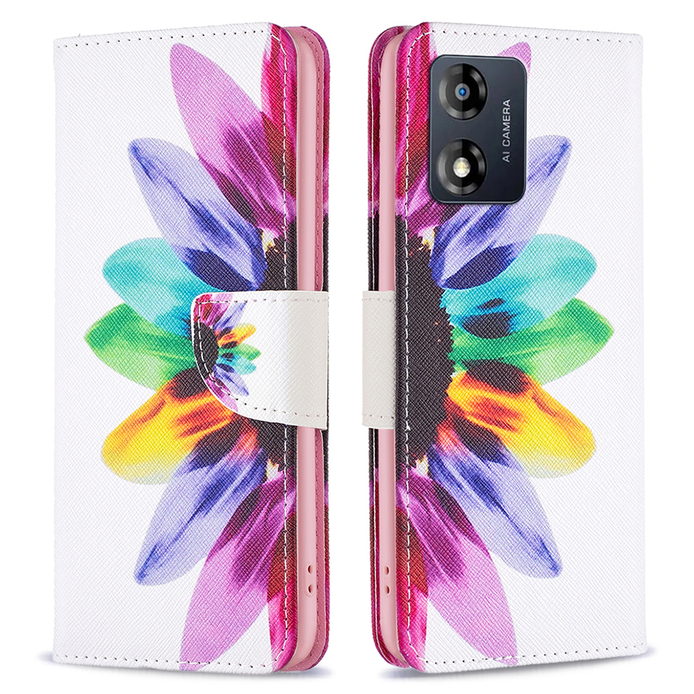

Leder-telefonhülle Für Motorola Moto E13 4G BF Muster Druck Leder-1 Vollschutz Flip Phone Deckungs Brieftasche - Sonnenblume, Motorola Moto E13 4G