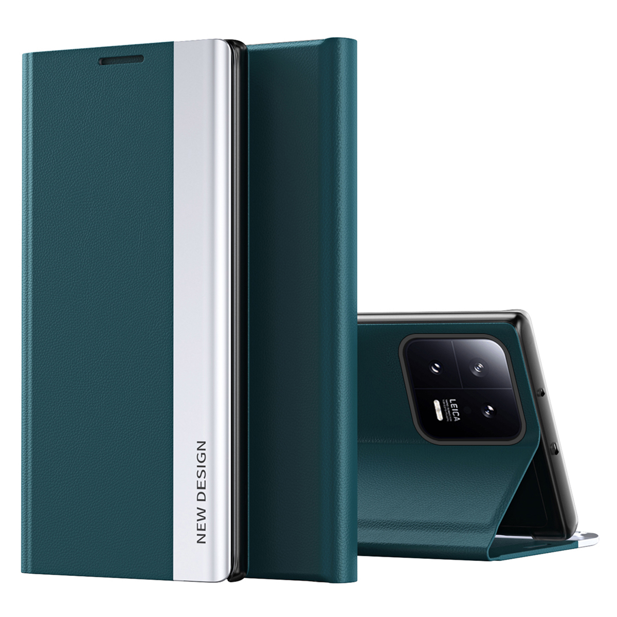 

Telefonleder-hülle Für Xiaomi 13 5G, Elektroplieren Anti-drop-handy-ständerabdeckung - Grün, Xiaomi 13