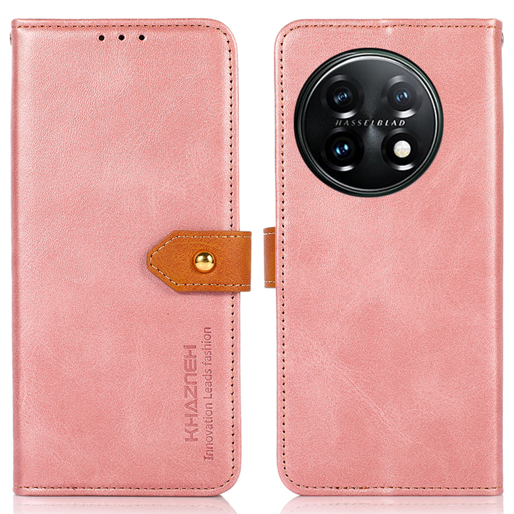 

Khazneh Für OnePlus 11 5G Kuhspannwauf -textur PU Leder Phone Hülle Gold Schnalle Ständer Brieftasche Flip Schutzdeckel - Roségold, OnePlus 11 5G