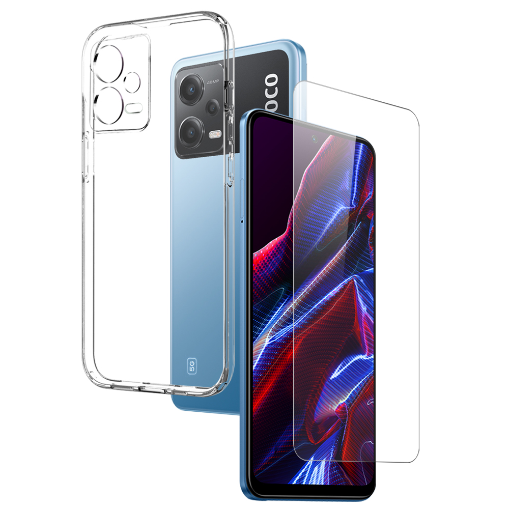 

Northjo Für Xiaomi Redmi Note 12 5g / Poco X5 5G 2-in-1-schütze Tpu-telefonhülle + Temperierter Glasschildschutzschutz - Transparent, Xiaomi Redmi Note 12 5G (India)