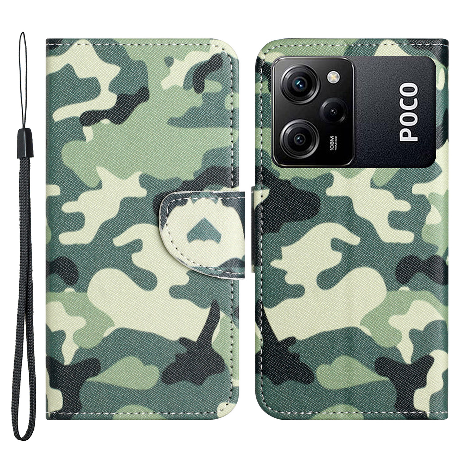

Für Xiaomi Poco X5 Pro 5g / Redmi Note 12 Pro Speed ​​5g Lederständer Brieftasche Phone Hülle Muster Druckkreuz Textur Schutzabdeckung - Tarnung, Xiaomi Poco X5 Pro 5G