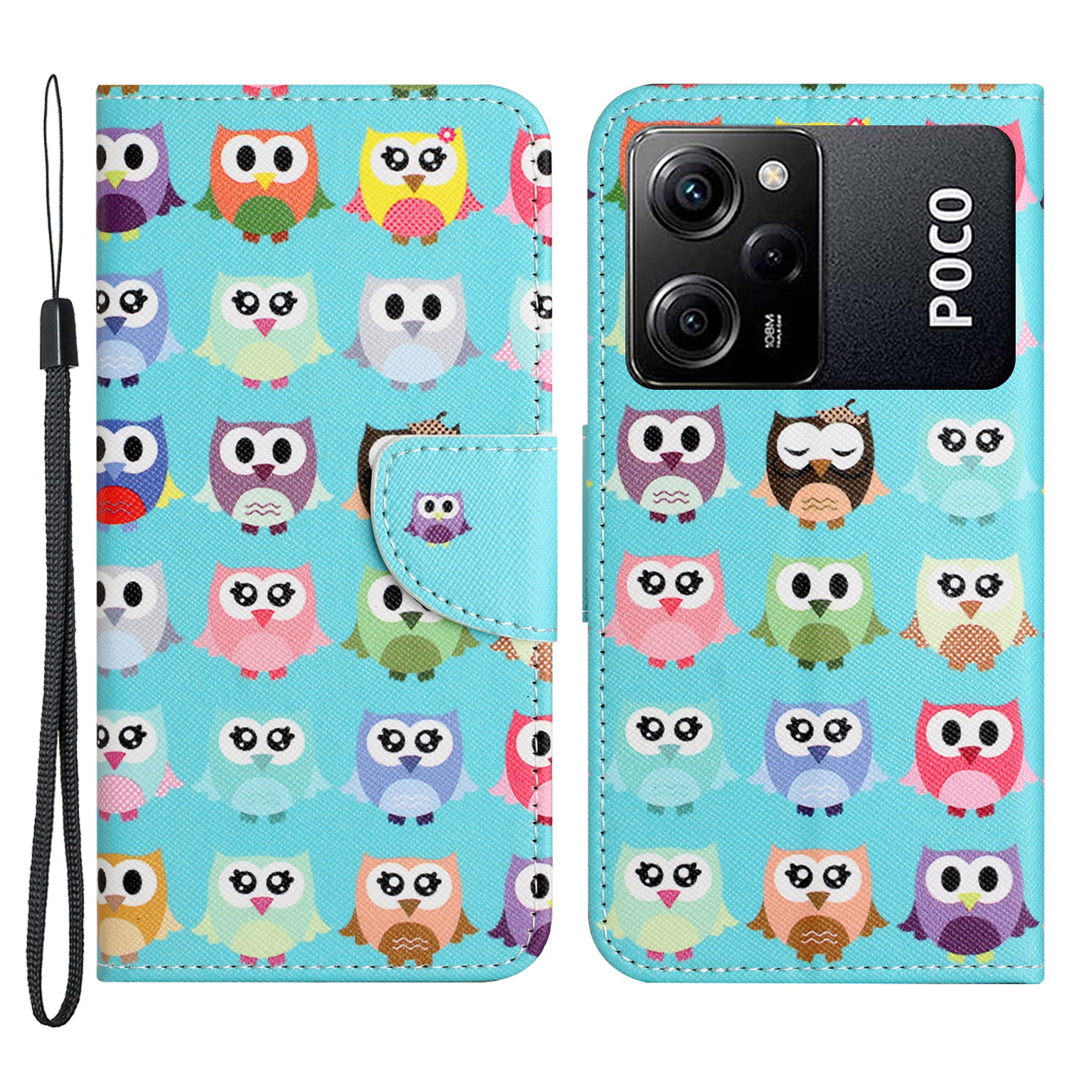 

Für Xiaomi Poco X5 Pro 5g / Redmi Note 12 Pro Speed ​​5g Lederständer Brieftasche Phone Hülle Muster Druckkreuz Textur Schutzabdeckung - Eulen, Xiaomi Poco X5 Pro 5G
