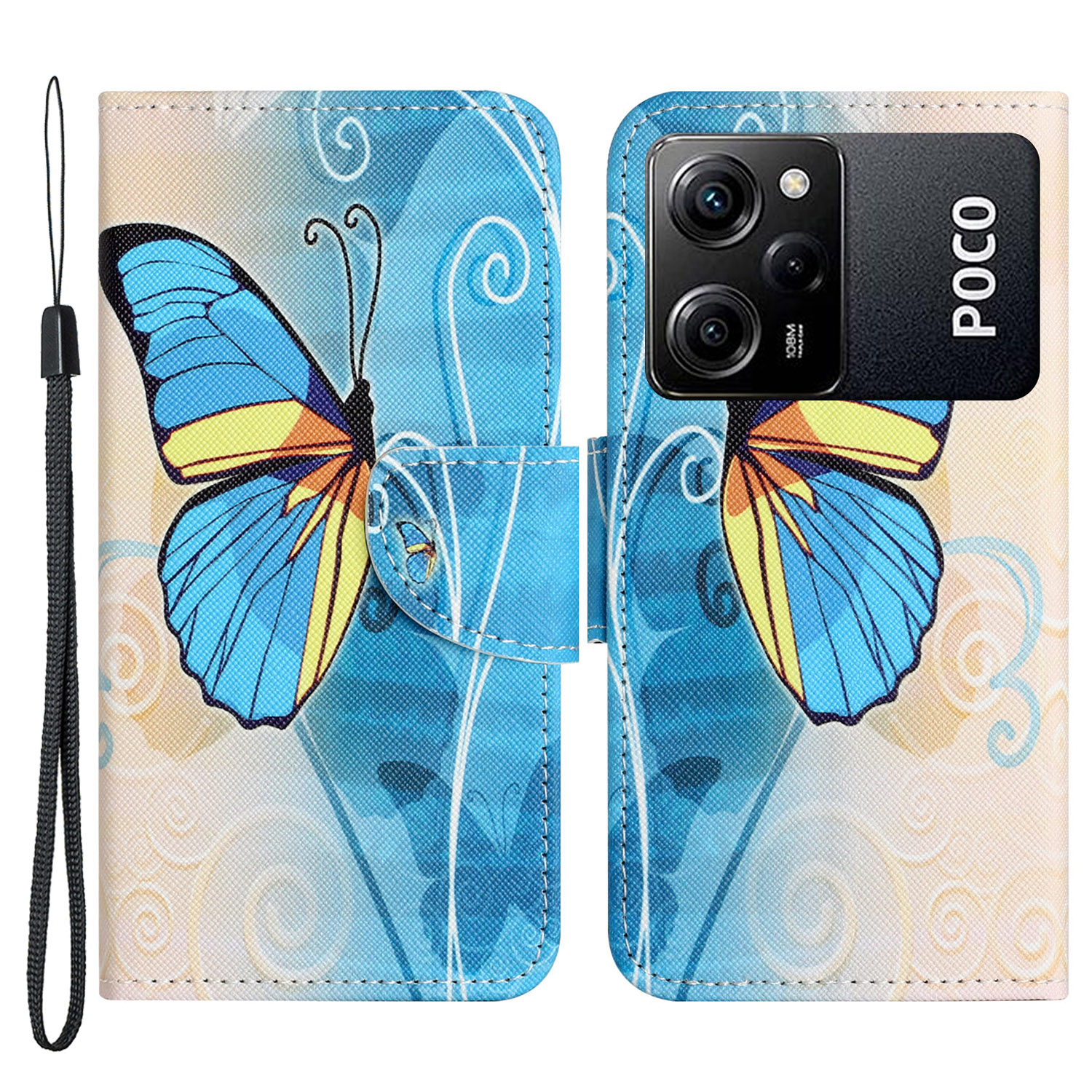 

Für Xiaomi Poco X5 Pro 5g / Redmi Note 12 Pro Speed ​​5g Lederständer Brieftasche Phone Hülle Muster Druckkreuz Textur Schutzabdeckung - Schmetterling, Xiaomi Poco X5 Pro 5G