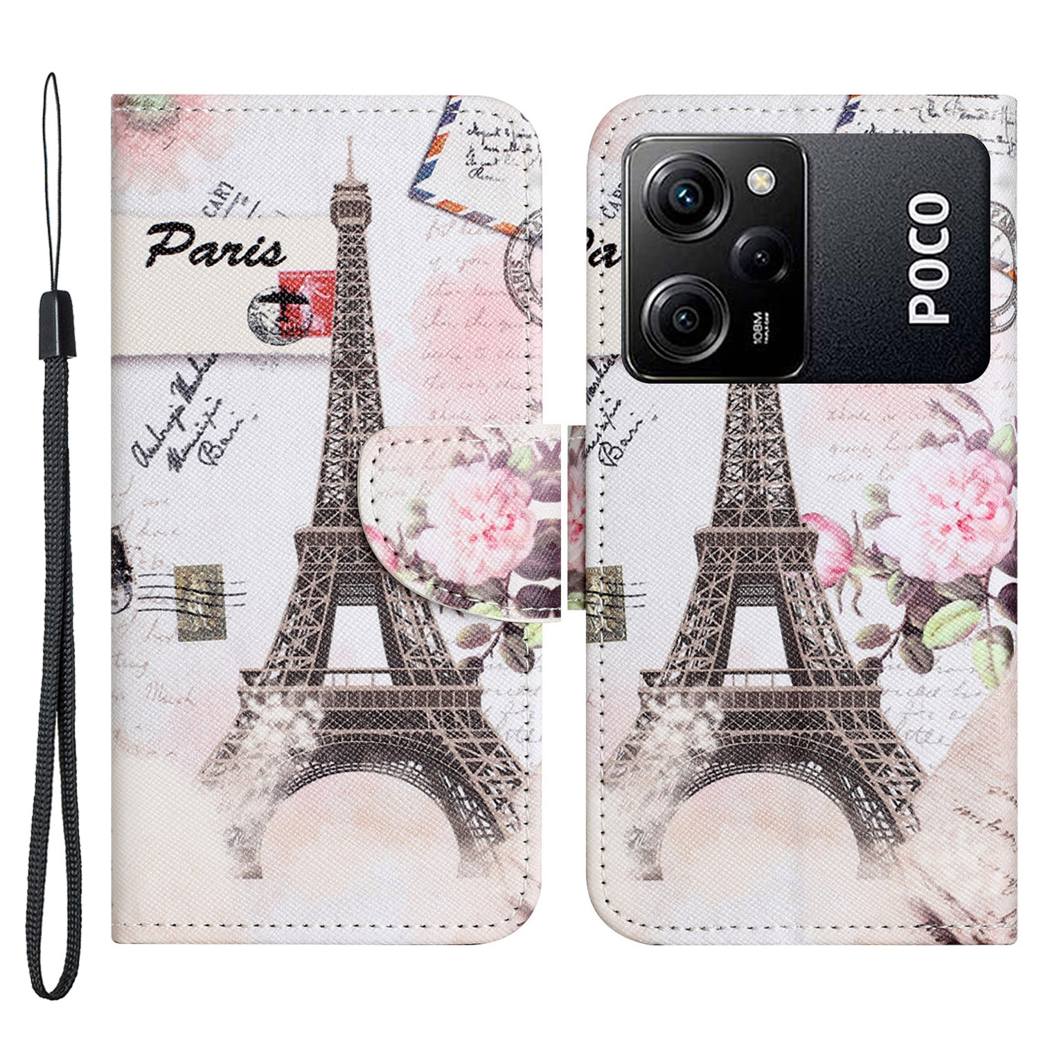 

Für Xiaomi Poco X5 Pro 5g / Redmi Note 12 Pro Speed ​​5g Lederständer Brieftasche Phone Hülle Muster Druckkreuz Textur Schutzabdeckung - Turm, Xiaomi Poco X5 Pro 5G