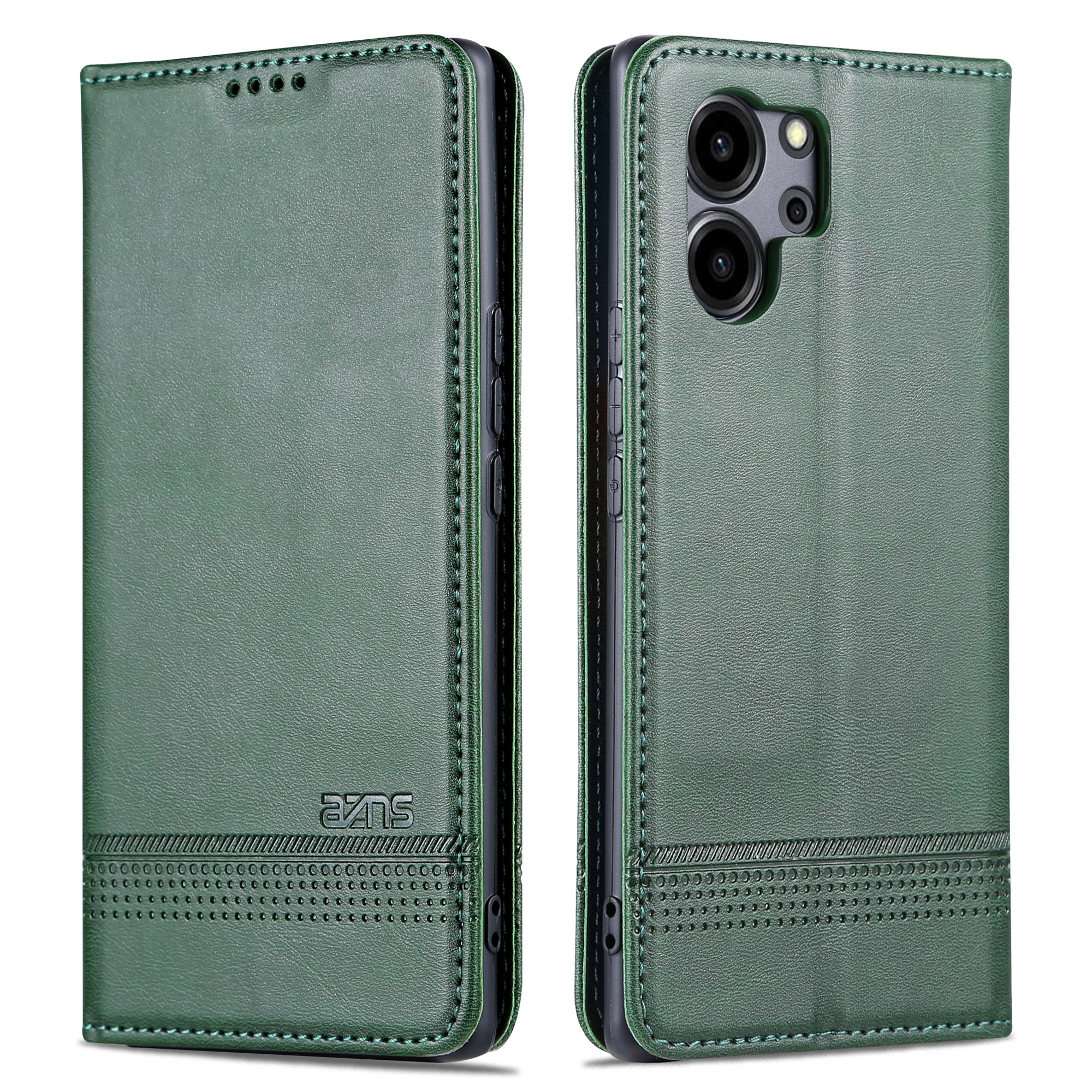 

Azns Für Ehren 80 SE 5G PU Leder Brieftasche Telefonhülle Flip Folio Stand Magnetic Auto-absorbed Schutzschutzabdeckung - Grün, Honor 80 SE 5G