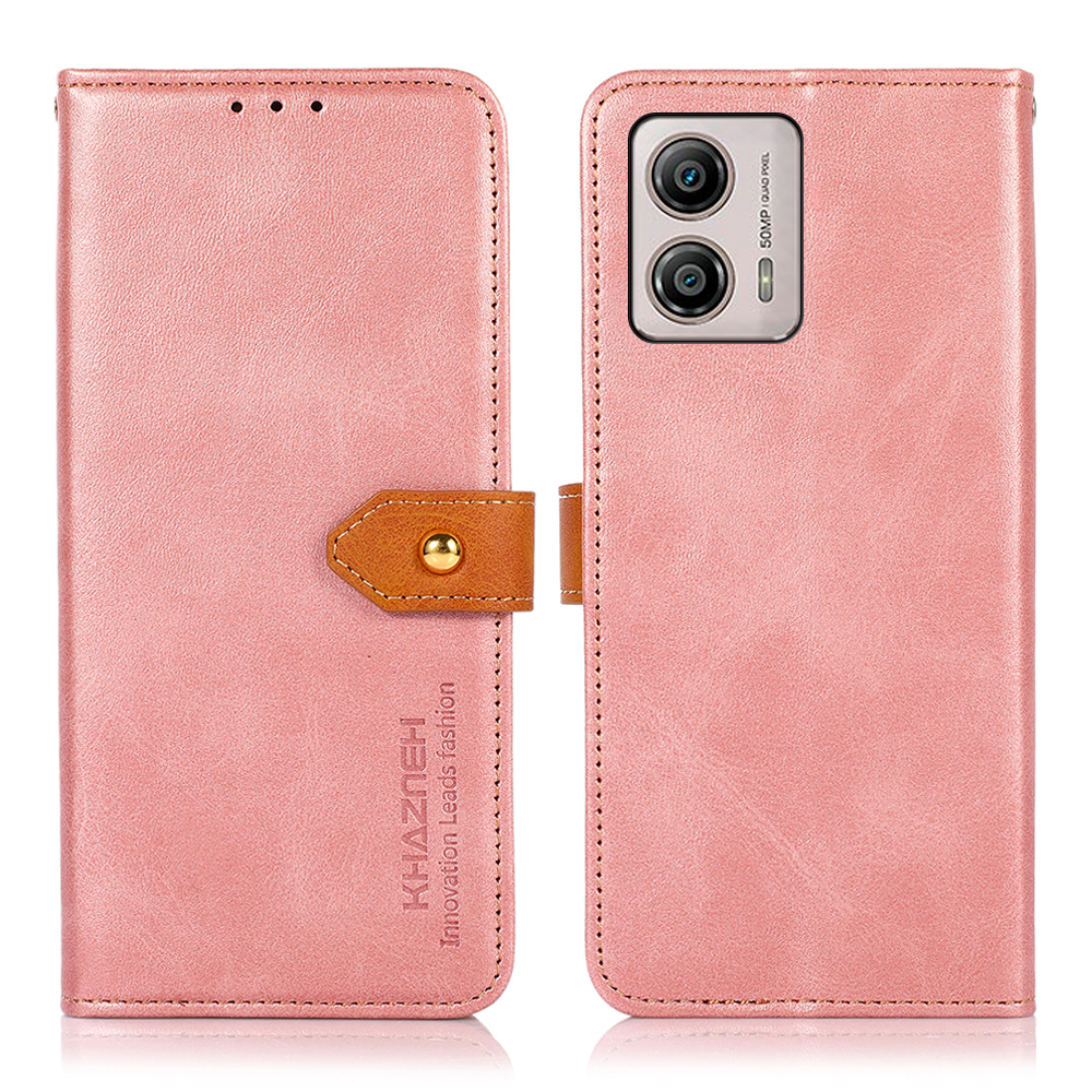 

Khazneh Für Motorola Moto G53 5G Handyhülle Kuhlattenstruktur PU Leder Gold Schnalle Ständer Brieftasche Abdeckung - Roségold, Motorola Moto G53 5G